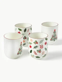 Kerst koffiemokken Eve van porselein, set van 4