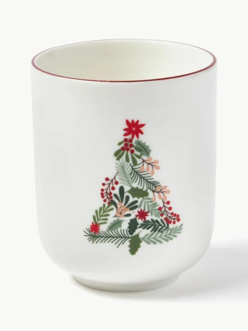 Kerst koffiemokken Eve van porselein, set van 4