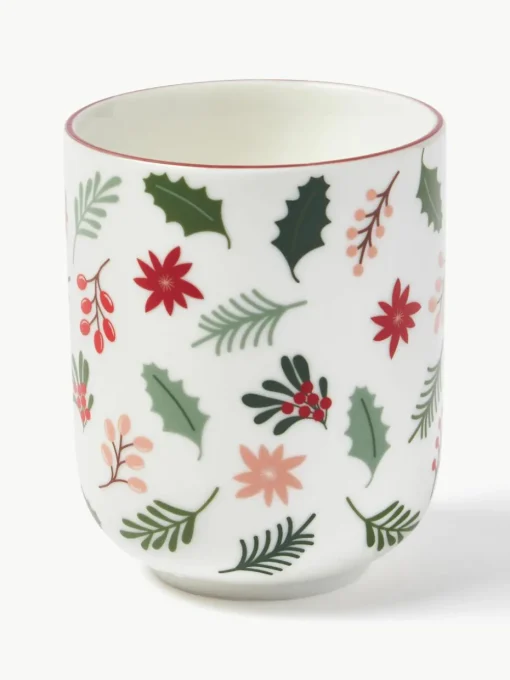 Kerst koffiemokken Eve van porselein, set van 4