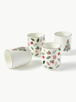 Kerst koffiemokken Eve van porselein, set van 4