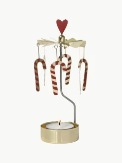 Kerst waxinelichthouder Polkagris, draaibaar