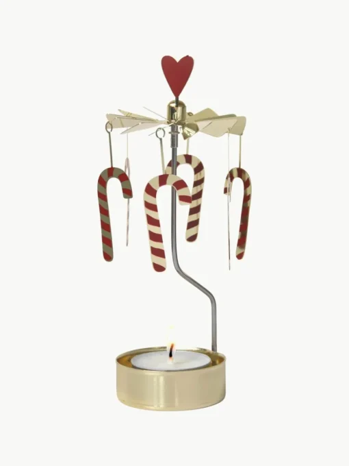 Kerst waxinelichthouder Polkagris, draaibaar