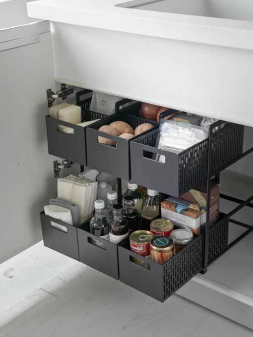 Keukenrek Tower met opbergmanden