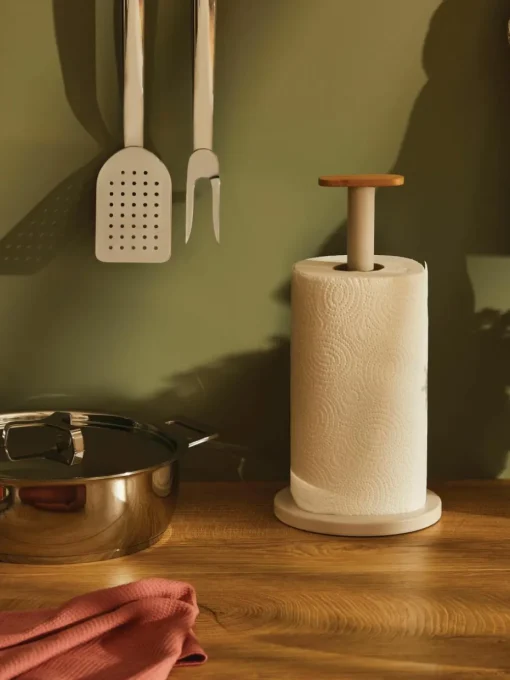 Keukenrolhouder Mattina met bamboehouten decoratie