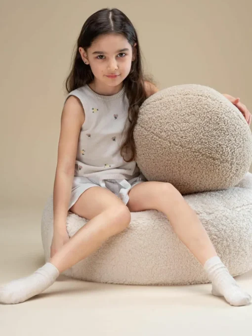 Kinderpoef Sugar uit teddy, Ø 65 cm