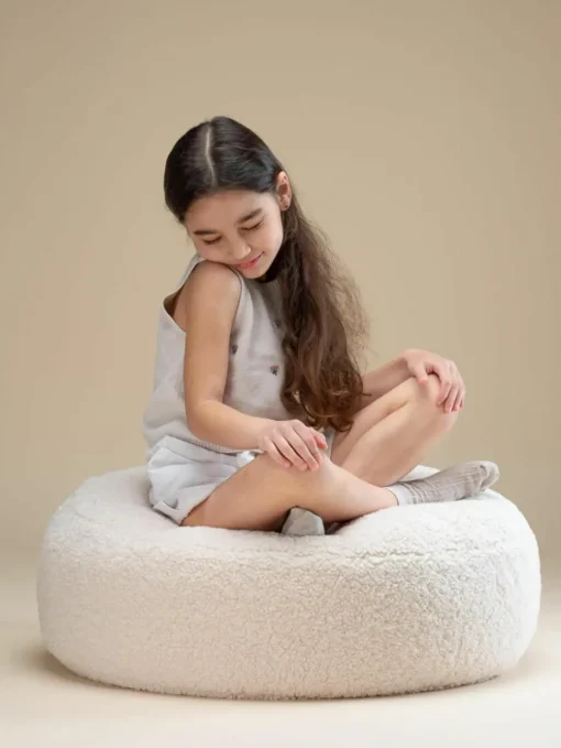 Kinderpoef Sugar uit teddy, Ø 65 cm