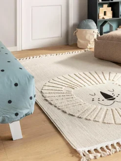Kindervloerkleed Momo met kwastjes en hoog-laag effect