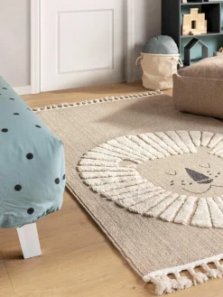 Kindervloerkleed Momo met kwastjes en hoog-laag effect