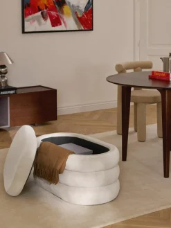 Kleine fluwelen bank Alto met opbergruimte