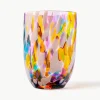 Kleine handgemaakte waterglazen Splash, 6 stuks