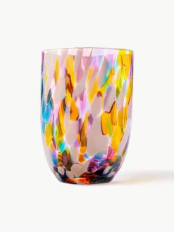 Kleine handgemaakte waterglazen Splash, 6 stuks