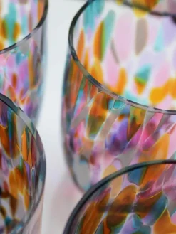 Kleine handgemaakte waterglazen Splash, 6 stuks