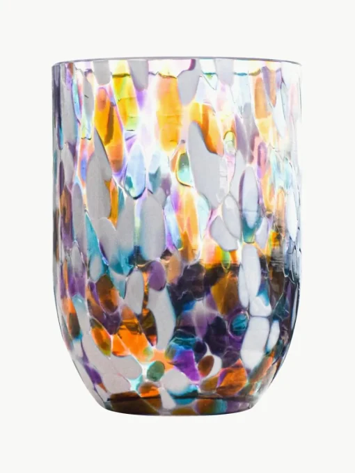 Kleine handgemaakte waterglazen Splash, 6 stuks