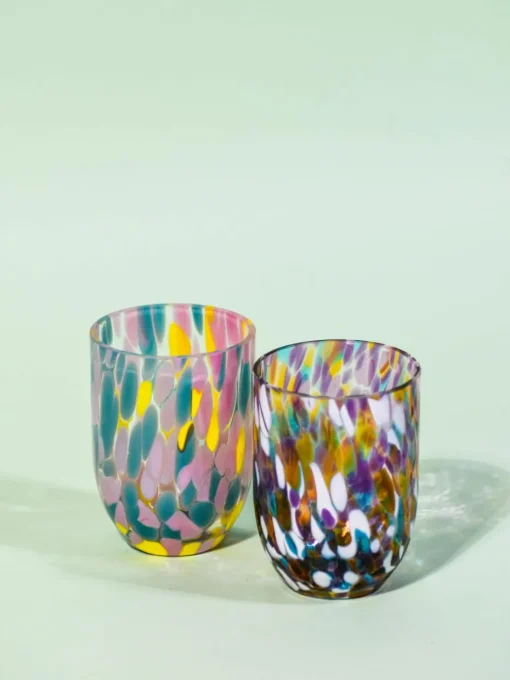 Kleine handgemaakte waterglazen Splash, 6 stuks