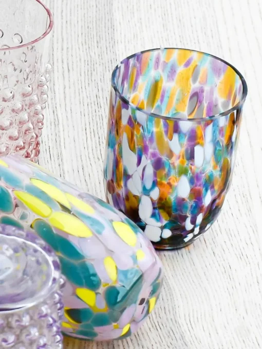 Kleine handgemaakte waterglazen Splash, 6 stuks