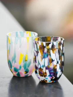 Kleine handgemaakte waterglazen Splash, 6 stuks