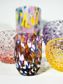 Kleine handgemaakte waterglazen Splash, 6 stuks