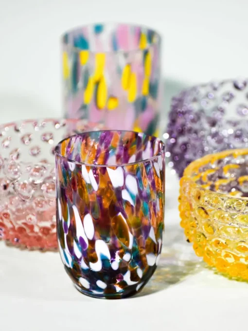 Kleine handgemaakte waterglazen Splash, 6 stuks