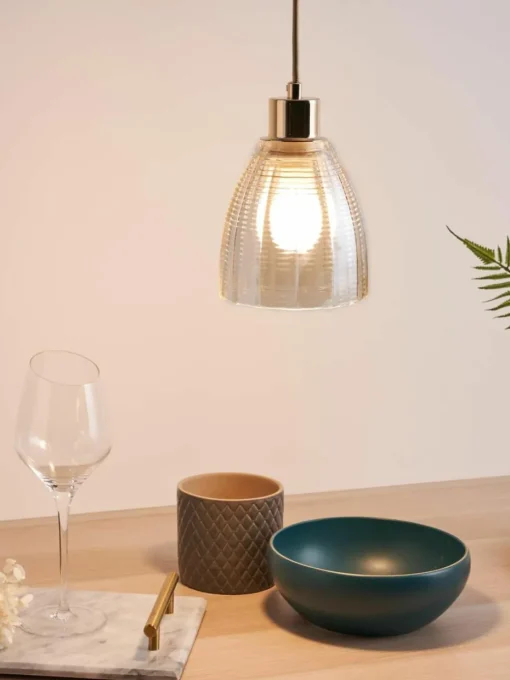 Kleine hanglamp Gleaming Gold van glas