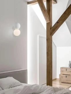Kleine hanglamp Zero van glas en beton