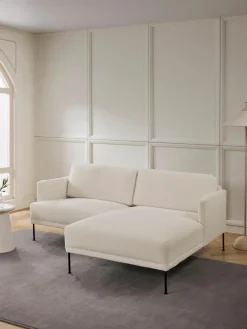 Kleine hoekbank Fluente van teddystof