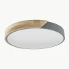 Kleine LED plafondlamp Benoa met houten decoratie