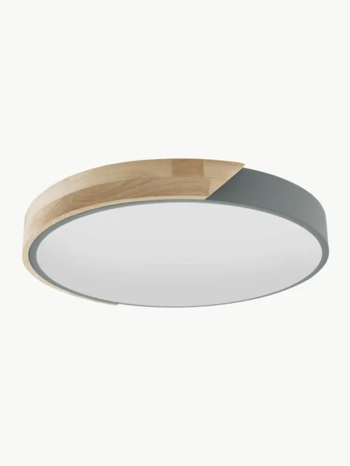 Kleine LED plafondlamp Benoa met houten decoratie