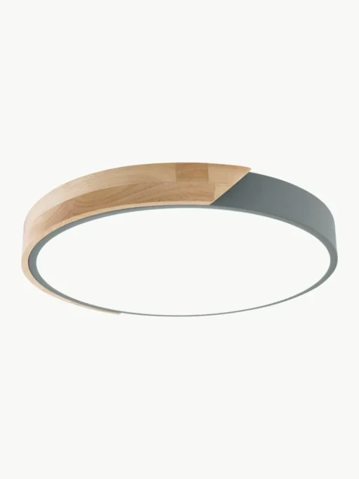 Kleine LED plafondlamp Benoa met houten decoratie