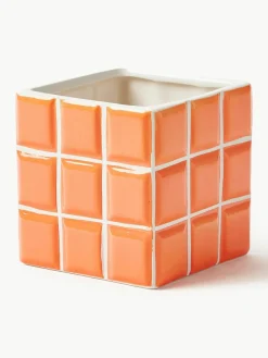 Kleine plantenpot Tile van dolomietsteen met tegellook