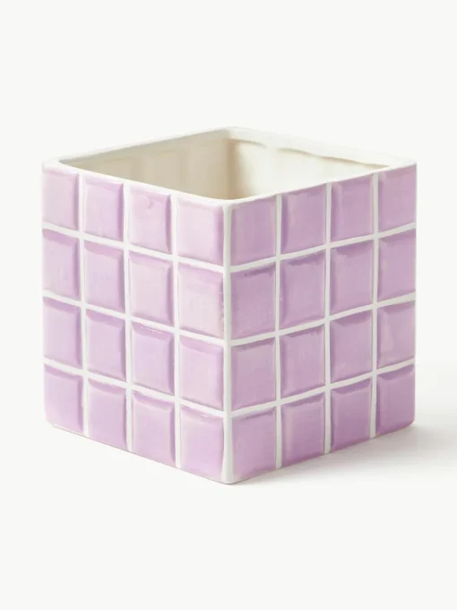 Kleine plantenpot Tile van dolomietsteen met tegellook