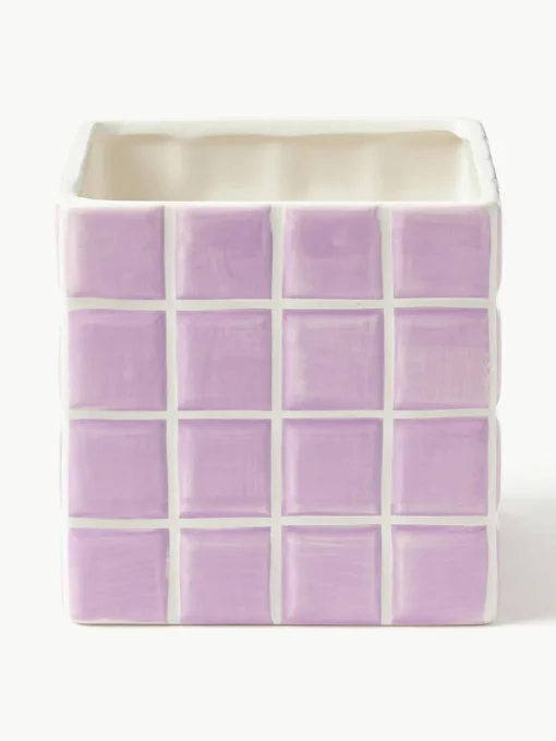 Kleine plantenpot Tile van dolomietsteen met tegellook