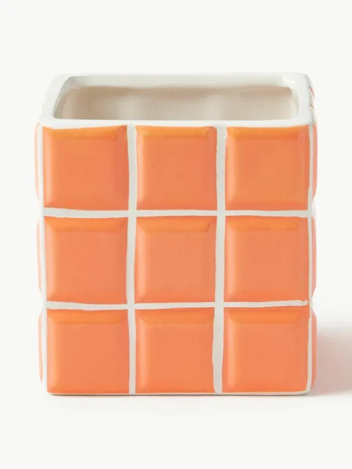 Kleine plantenpot Tile van dolomietsteen met tegellook