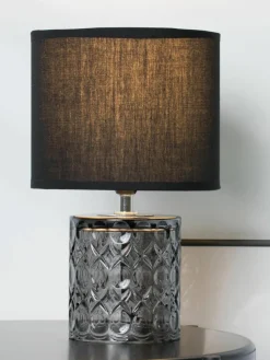 Kleine tafellamp Crystal Glow met glazen voet