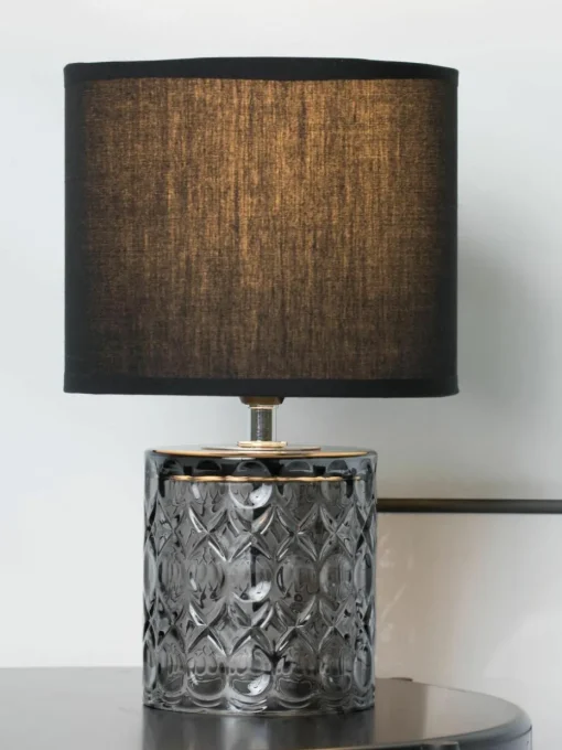 Kleine tafellamp Crystal Glow met glazen voet