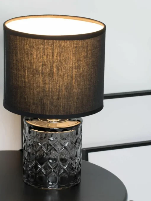 Kleine tafellamp Crystal Glow met glazen voet