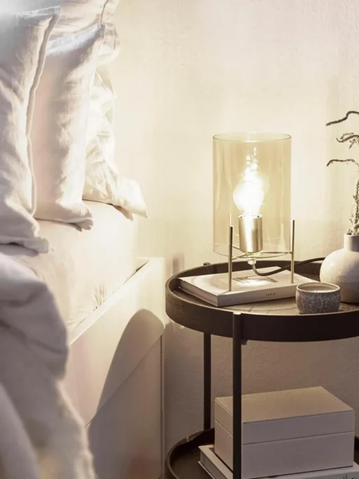Kleine tafellamp Laurel van gekleurd glas