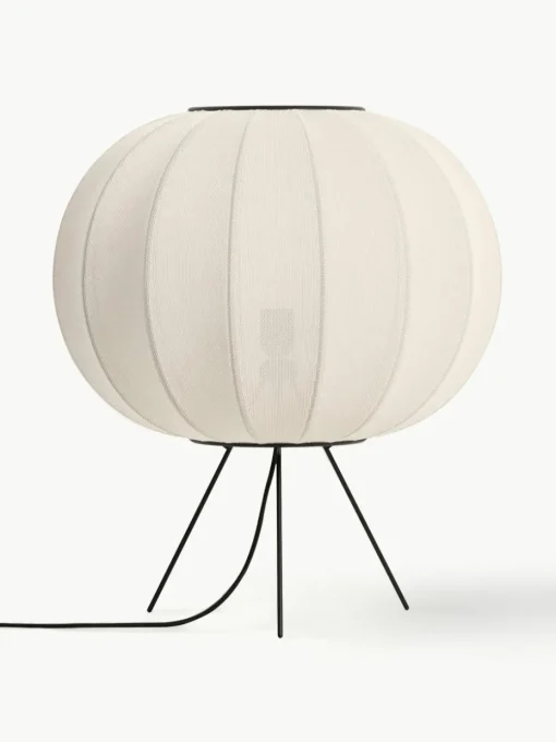 Kleine tripod vloerlamp Knit-Wit uit kunstvezel