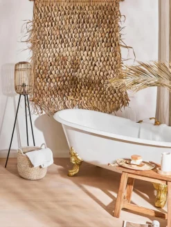 Kleine tripod vloerlamp Woodrow van rotan