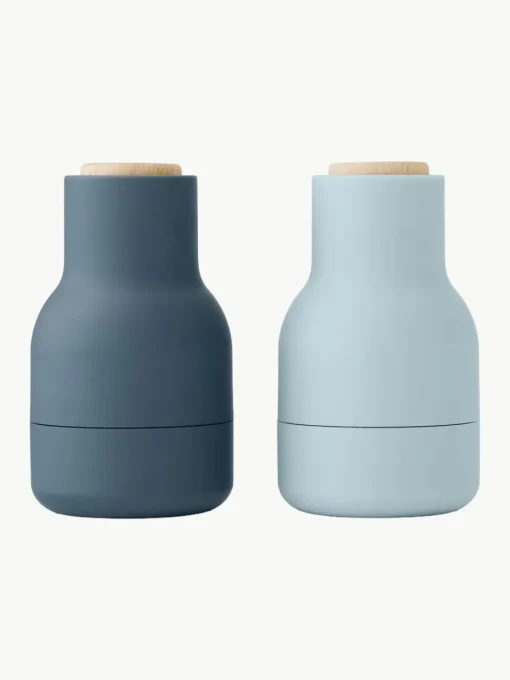 Kleine zout- en pepermolen Bottle Grinder met beukenhouten deksel, set van 2