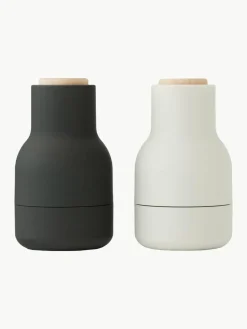 Kleine zout- en pepermolen Bottle Grinder met beukenhouten deksel, set van 2
