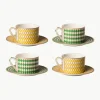 Koffiekopjes Chess met schoteltjes, set van 4