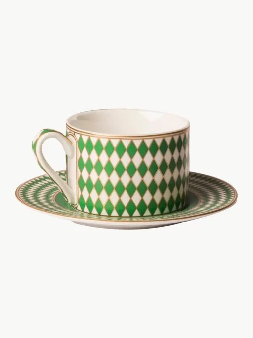 Koffiekopjes Chess met schoteltjes, set van 4
