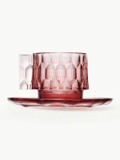 Koffiekopjes met schoteltjes Jellies met structuurpatroon, 4 stuks