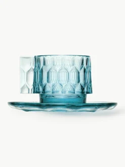 Koffiekopjes met schoteltjes Jellies met structuurpatroon, 4 stuks