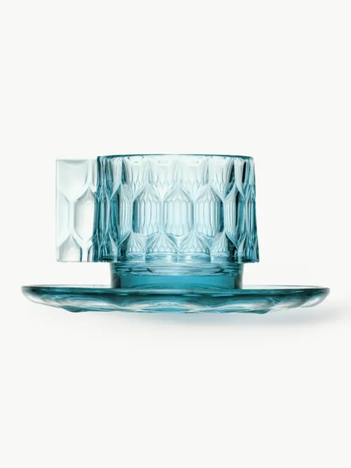 Koffiekopjes met schoteltjes Jellies met structuurpatroon, 4 stuks