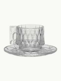 Koffiekopjes met schoteltjes Jellies met structuurpatroon, 4 stuks