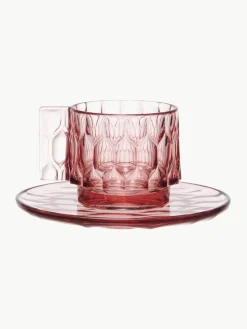 Koffiekopjes met schoteltjes Jellies met structuurpatroon, 4 stuks