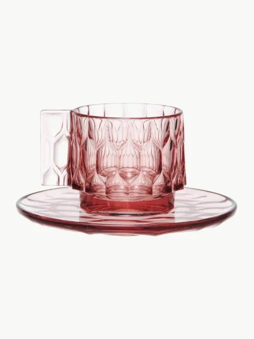 Koffiekopjes met schoteltjes Jellies met structuurpatroon, 4 stuks