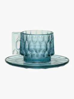 Koffiekopjes met schoteltjes Jellies met structuurpatroon, 4 stuks