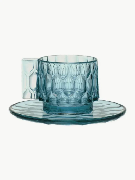 Koffiekopjes met schoteltjes Jellies met structuurpatroon, 4 stuks